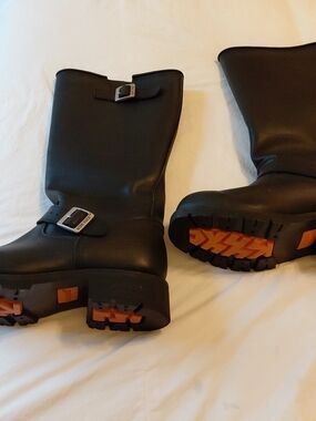 Men's Ride Tecs 1443 Engineer Piked Pull On Motorcycle Biker Boot Sz 9.5 Black